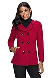 Ms Stunner Women's Winter Spring Solid Color Double Breasted Elegant Wool Coats