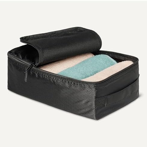 Lot d’Accessoires de Voyage, 8 Housses de Rangement, Organisateur de Bagages avec Double Fermeture à Glissière, 100% Polyester, Plusieurs Dimensions, Noir