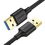UGREEN USB 3.0 A to A Cable Type A Male to Male Cable Cord for Data Transfer Hard Drive Enclosures, Printers, Modems, Cameras (1.5FT)