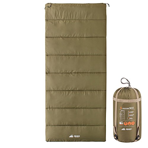 SEMOO Envelope Sleeping Bag - Lightweight,Rectangular, Portable,5 Colors, Waterproof, Comfort With Compression Sack - Great For 3 Season,Adults,Traveling,Backpacking, Camping, Hiking