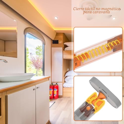Push to Open Door Latch, Jiayi 6 Pack Heavy Duty Non-Magnetic Push Cabinets Door Pressure Push Hardware 40N Spring Latch Lock, Cabinet Door Closure, Drawer, RV Cabinets