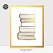 Stack of Books Gold Foil Decor Library Print Reading Study Modern Wall Art Poster 5 inches x 7 inches A19