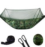 TOPCHANCES Upgrade Hammock with Mosquito Net, Double Person Nylon Camping Hammocks with Net, Tree Straps & Carabiners for Outdoor, Hiking, Camping, Backyard, Beach