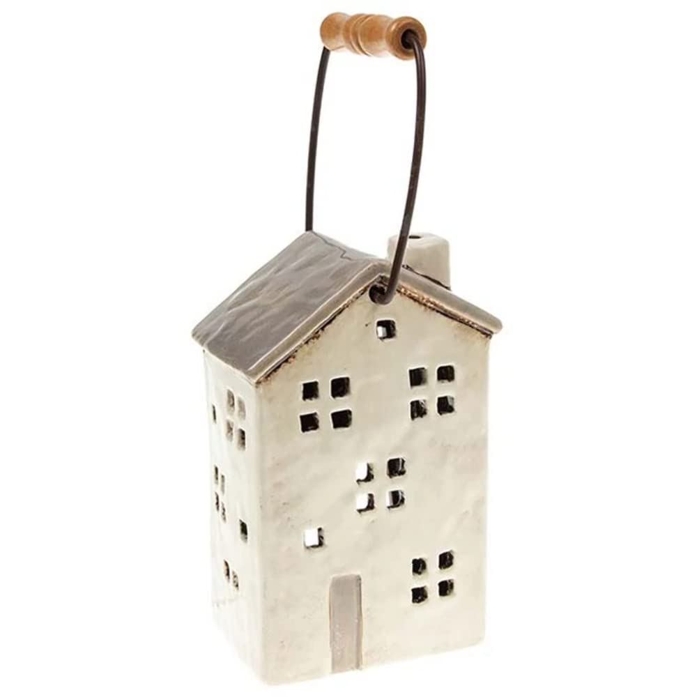 Village Pottery House Heart Tealight Holder Garden Candles Tealight Holders Outdoor Candle Holders Candle Holder. Indoor or Outdoor Classy Alternative to Garden Lanterns (Town House Cream Lantern)