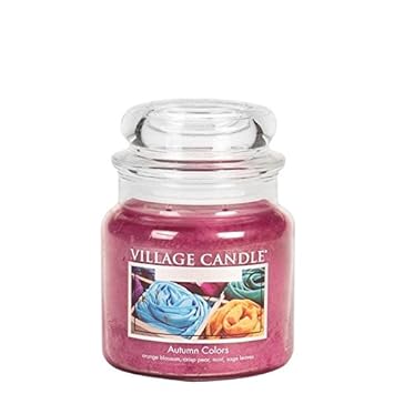 Village Candle Herbstfarben Duftkerze, 454 g Glas Lila 10.2 x 9.8 x 11.6 cm