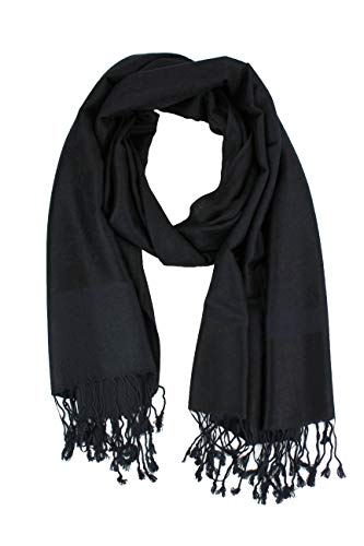 Paskmlna Paisley Jacquard Pashmina Shawl Wrap Scarf Stole (Black01813) - Thumbnail 7