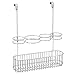 mDesign Metal Over Door Bathroom Hair Care & Styling Tool Organizer Storage Basket for Hair Dryer, Flat Irons, Curling Wands, Hair Straighteners - Hang Inside/Outside Cabinet Doors - Chrome