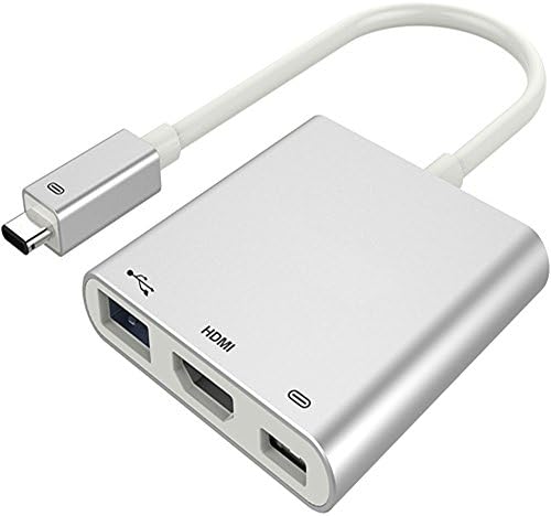 Reboos USB C to HDMI Digital AV Multiport Adapter with 4K HDMI (1080p) and Power Delivery for MacBook 12" [Uni-body Aluminum] 3-in-1 Hub Type C 3.1, HDMI and USB 3.0 Ports (Silver)