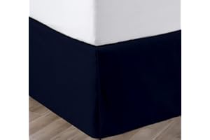 SGI bedding 12 Inch Drop Bed Skirt King Size with Platform to Stay in Place Elegant Pleated Design with Split Corners Wrinkle Resistant Fabric for Modern and Stylish Look - Navy Blue