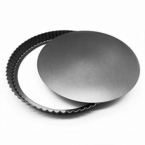 HOMOW Nonstick Heavy Duty Tart Pan With Removable Bottom, Removable Loose Bottom Quiche Pans, Pie Pan (12"x1")