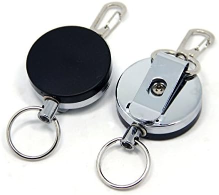 TOPIND Fishing Zinger Retractor Belt Clip Back With Stainless Cable Metal Retractable Key Chain of 2 pcs