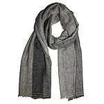 100% Wool Scarf - Fishbone Pattern (un-dyed Grey)