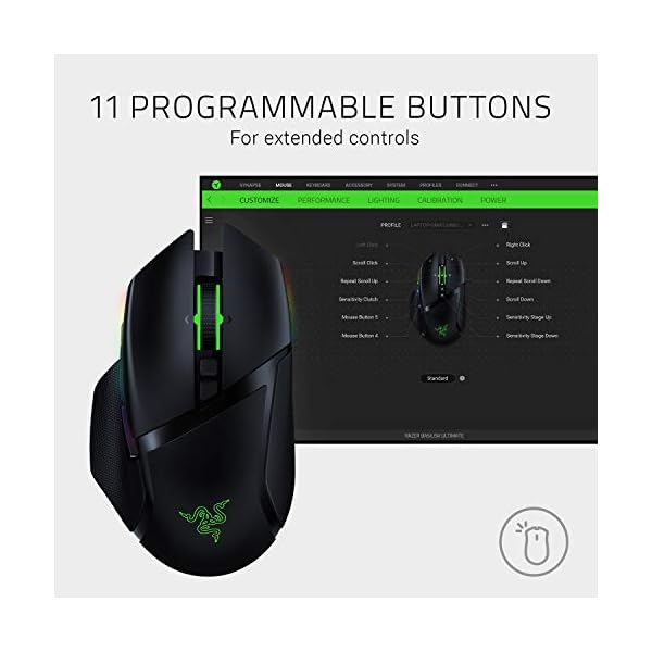 Razer Basilisk Ultimate with Charging Station - Wireless Gaming Mouse with 11 Programmable Buttons (Optical 20k Focus…