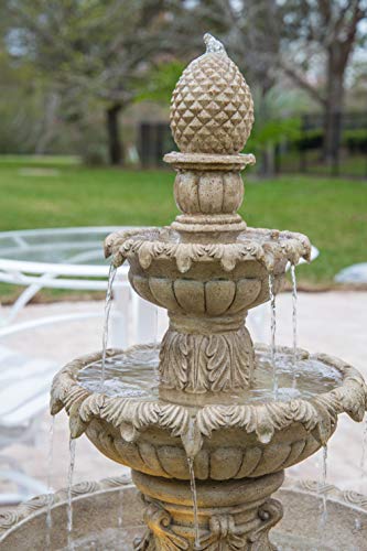 Kenroy Home 51010SNDST Ibiza Outdoor Tiered Fountain with Lights, 45" H, Sandstone Finish - Thumbnail 3
