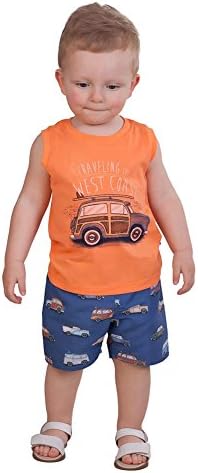 Pulla Bulla Baby Boy 2-Piece Set Tank Top and Shorts Outfit 9-12 Months Carrot