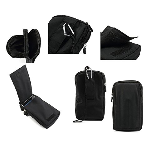 DFV mobile - Funda Multiusos Universal con Varios Compartimentos para Cinturon y Mosqueton para => SILENT CIRCLE BLACKPHONE 2 > NEGRA XXL (19.0 X 11 cm)