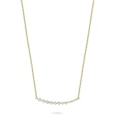 BERRICLE Sterling Silver Bar Pendant Necklace for Women, Cubic Zirconia CZ - Rose/Yellow Gold Flashed