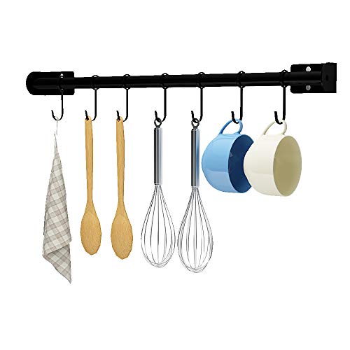24 Inch Black Pipe Pot Rack Wall Mounted，Pots and Pans Hanging