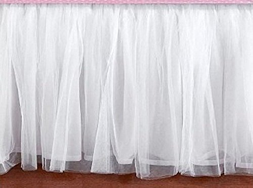 Tulle White King Size Bed Skirt Dust Ruffle 16 Inch Drop
