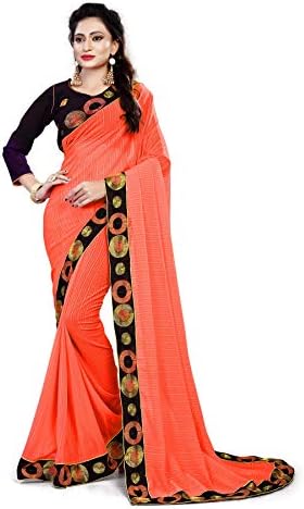 Pramukh Suppliers Women's Georgette Embroidered Saree