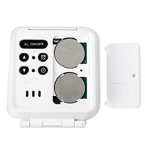 Huasen Mini Small Digital Travel Alarm Clocks Battery Operated with Light Folding,Calendar and Temperature,Snooze and Nightlight,Folds into One Compact Unit for Travel,Portable,Pocket Size (White) - Thumbnail 3