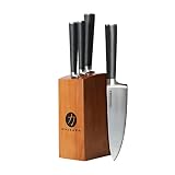 Ginsu Gourmet Chikara Series Forged 5-Piece Japanese Steel Knife Set - (4 Stainless Steel Kitchen Knives(420J) + 1 Finished Hardwood Block) 07135DS