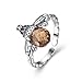 EleQueen Sterling Silver Stacking Band Rings Crystals Queen Bee Resizable Ring for Women Girls, Valentine's Day/Mother's Day/Christmas Jewelry Gift for Girlfriend/Mom