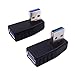 Fancasee (2 Pack) High Speed USB 3.0 Adapter Type A Male to Female 90 Degree Right or Left Angle Extension Adapter Connector Extender - Black