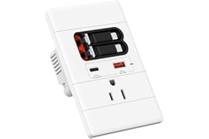 Vernijtrdy Retractable USB-C/Cables with USB-C& USB-A Port USB-C Wall Outlet, GaN PD20W, Tamper-, 15A 125V