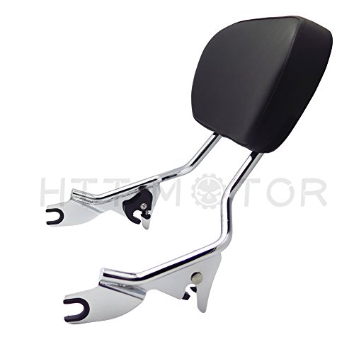 XKMT Motorcycle adjustable Chrome Backrest Sissy Bar with pad w/Skull Mounting Plate For ALL YEAR Harley Davidson Touring FLHR- Road King FLHX- Street Glide