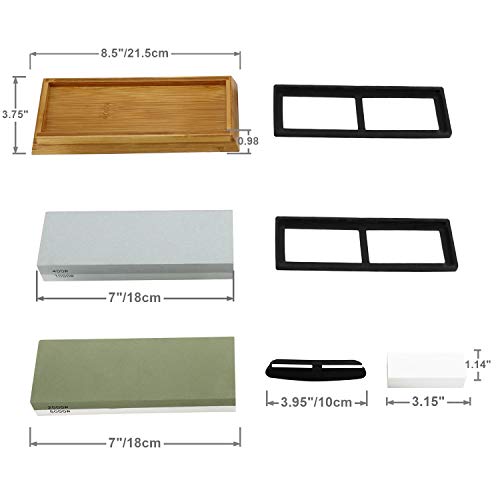 HighFree Premium Knife Sharpening Stone Set 400/1000 2000/5000 Knife Sharpener Waterstone with Non-Slip Bamboo Base Flattening Stone and Angle Guide