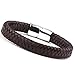 Jstyle Braided Leather Bracelets for Men Bangle Bracelets Fashion Staniless Steel Clasp Brown 21.5Inch