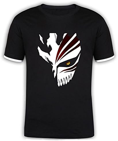 Jidig Man Bleach Face Character Ichigo Bankai Anime Mercerized Cotton T Shirts Black M