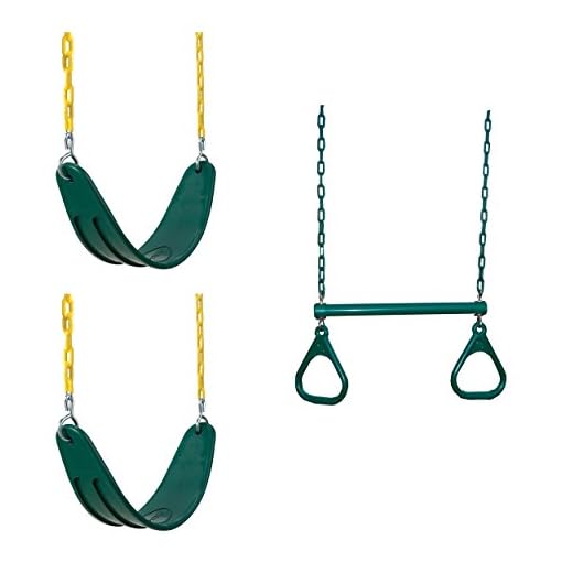 Swing-N-Slide WS 5103 Two Extreme Duty Green Swing Seats with a Heavy Duty Ring/Trapeze Combo Swing Swing Set Refresher…