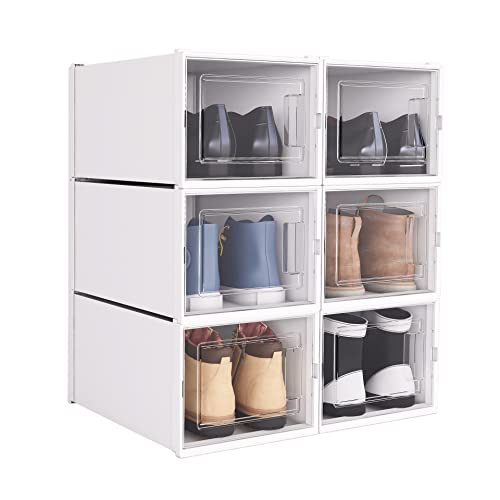 East Loft Extra Large Plastic Shoe Box Storage Organizer Stackable