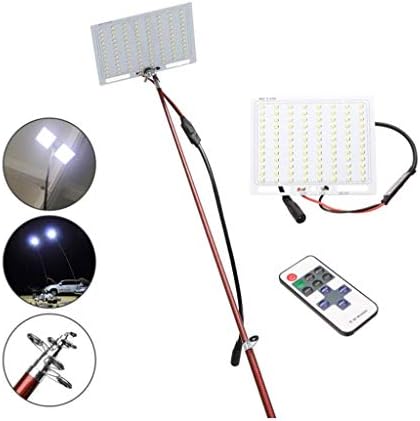 YHHK 12V LED Telescopic Fishing Rod Outdoor Lantern Camping Lamp Lights White with IR Remote Control Rod 4M for Home,Garden,Outdoor Camping,Fishing