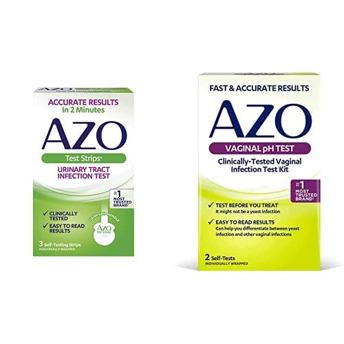 AZO Urinary Tract Infection (UTI) Test Strips (3 Count) + AZO Vaginal PH Test Kit (2 Count) Fast