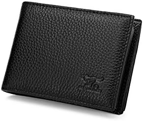 Genuine Cowhide Leather Licence/Card Holder Wallet Mufti-functional Wallet Black Compact Tri-fold Short Wallet for Men 3A3063021-01