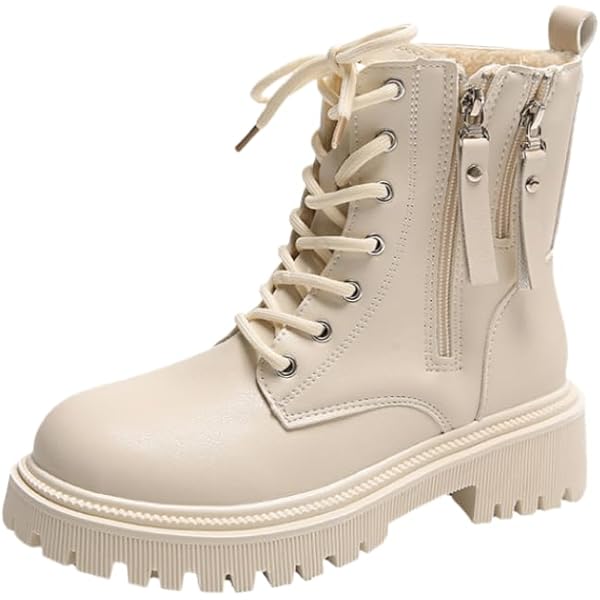 Amazon.com | Women's Leather Lace Up Combat Platform Ankle Boots