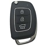 Keyless Entry Remote Case Shell for 2013 2014 Hyundai Santa Fe GLS Sport Utility 4-Door 3 Buttons Replacement Flip Folding Smart Car Key Fob Repair with Uncut Blade