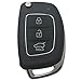 Keyless Entry Remote Case Shell for 2013 2014 Hyundai Santa Fe GLS Sport Utility 4-Door 3 Buttons Replacement Flip Folding Smart Car Key Fob Repair with Uncut Blade