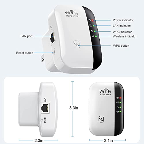 Amplificador de sinal WiFi, cobre até 3000 m² e 35 dispositivos, extensor de alcance WiFi, boosters WiFi para casa, com porta Ethernet, fácil configuração, extensor de roteador para Internet sem fio