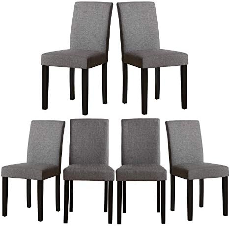 Set of 6 Modern Fabric Upholstered Dining Chairs Elegant Design Dining Room Chairs (Gray Set of 6)