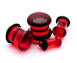 Red Single Flare Glass Plugs - 4g - 5mm - Sold As a Pair