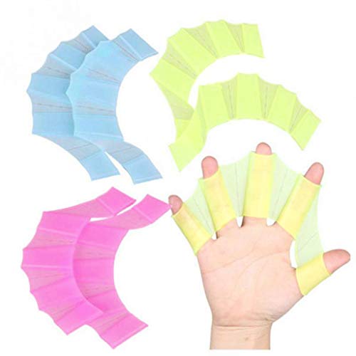 image for Fine Mens/Womens/Kids Webbed Swimming Gloves Silicone Soft Eco-Friendl