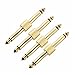 VizGiz 4 Pack Pedal Coupler 1/4 inch 6.35mm 1/4 Male to Male Coupler Jack Plug Adapter Straight Connector for Guitar Effects PedalBoard Accessories Pedal Board Audio Gold Plated Metal Adaptors