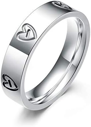 LULUCICI Promise Love Rings Titanium Stainless Steel Engagement Wedding Rings 4 mm Women Men Silver Rose Gold You are The Only One in My Heart Size 5 6 7 8 9 10