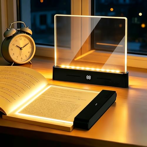 TDTOD Flat Book Lamp, Smart LED Book Light, Portable Reading Lamp with Timer and 3 Colour Lights, Rechargeable Panel Reading Lamp for Night Reading (Noir)