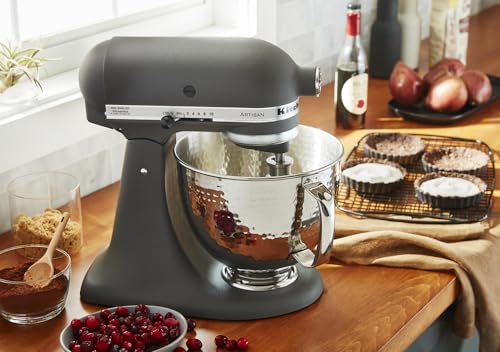 KitchenAid 5 Quart Stainless Steel Bowl for all KitchenAid 4.5-5 Quart Tilt-Head Stand Mixers KSM5SSBHM, Hammered Stainless