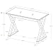 Walker Edison Lawrence Urban Industrial X Leg Glass Top Computer Desk, 48 Inch, Black